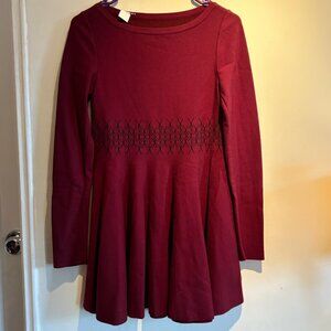 Alaia - Maroon Dress with Black Midriff Pattern